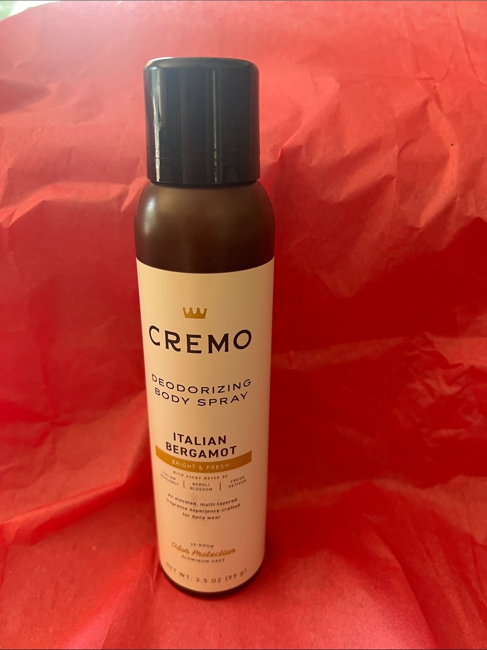 Cremo Italian Bergamot Deodorizing Body Spray - Brown & White
